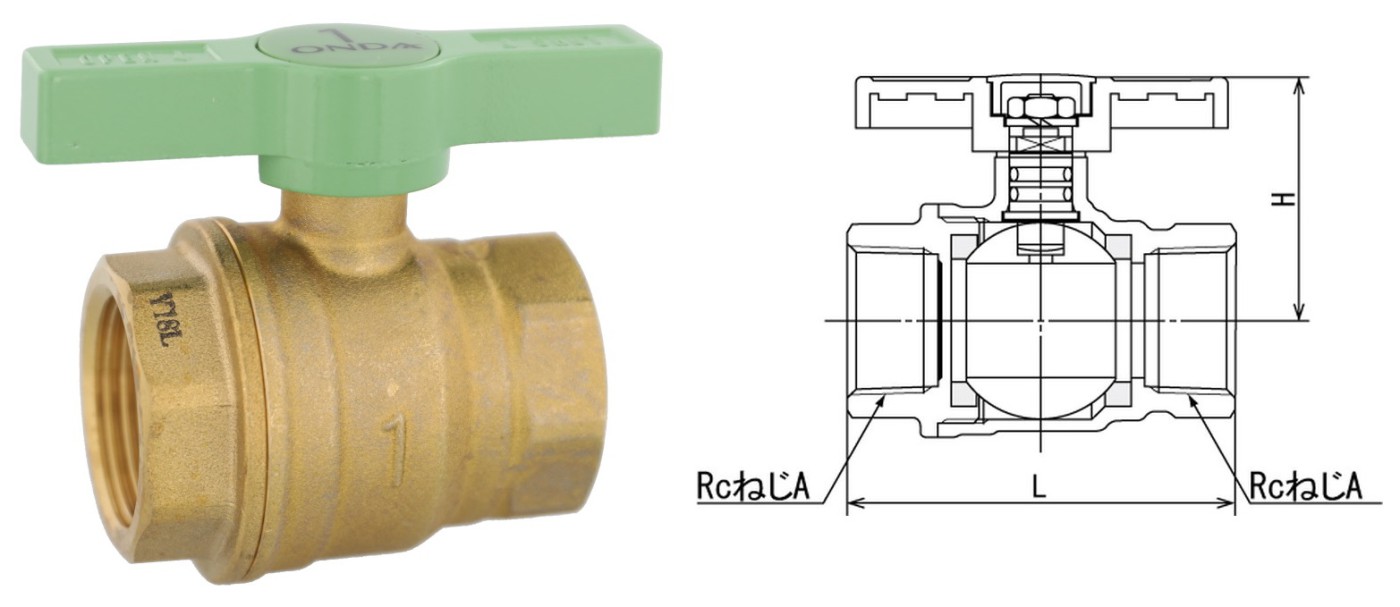 直営ストア オンダ製作所 ボールバルブ BS5型 Rcねじ×Rcねじ 呼び径1