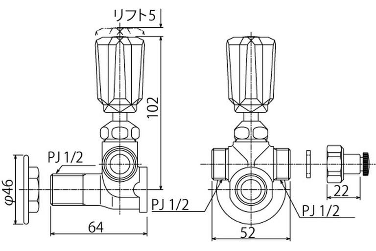 「分岐水栓（水抜き付）（品番：SKV-13N）」の仕様