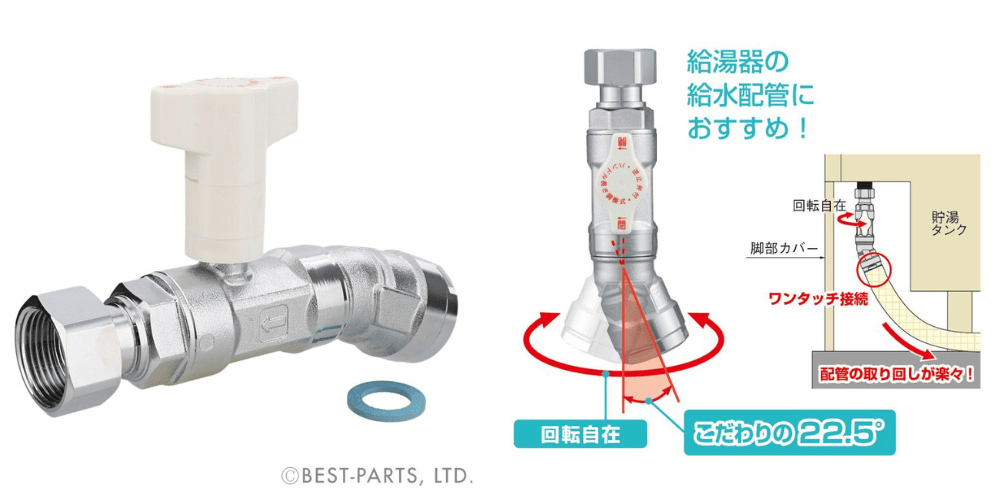 「ダブルロックバルブ22.5°ナット付アダプター」の画像