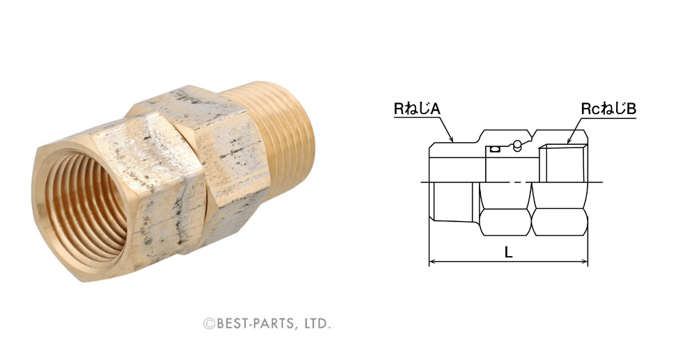 「回転ニップル（商品コード：OS-40シリーズ）」の画像と簡易図面
