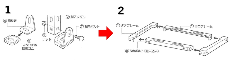 防雪屋根付平地置用架台の組み立て手順図解